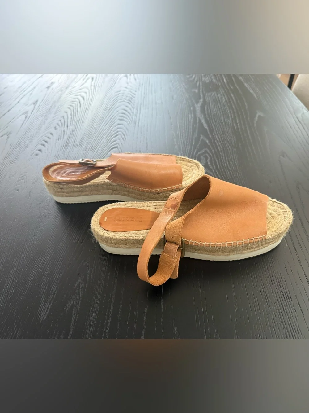 Soludos Tan Leather Espadrille Slingback Sandals